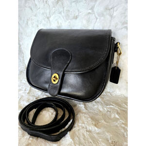 Vintage Coach Saddlery Bag Black Turnlock Flap Shoulder Bag